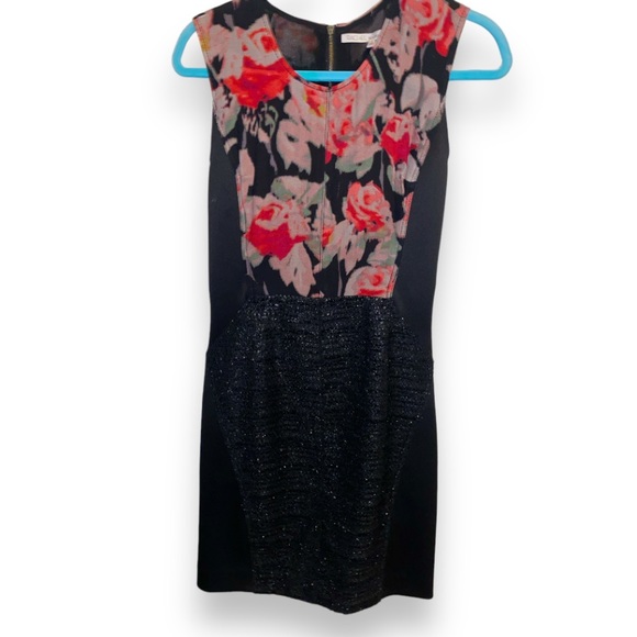 RACHEL RACHEL ROY Floral Print Sleeveless Mixed Media Knee Length Sheath Dress 2 - Picture 2 of 10